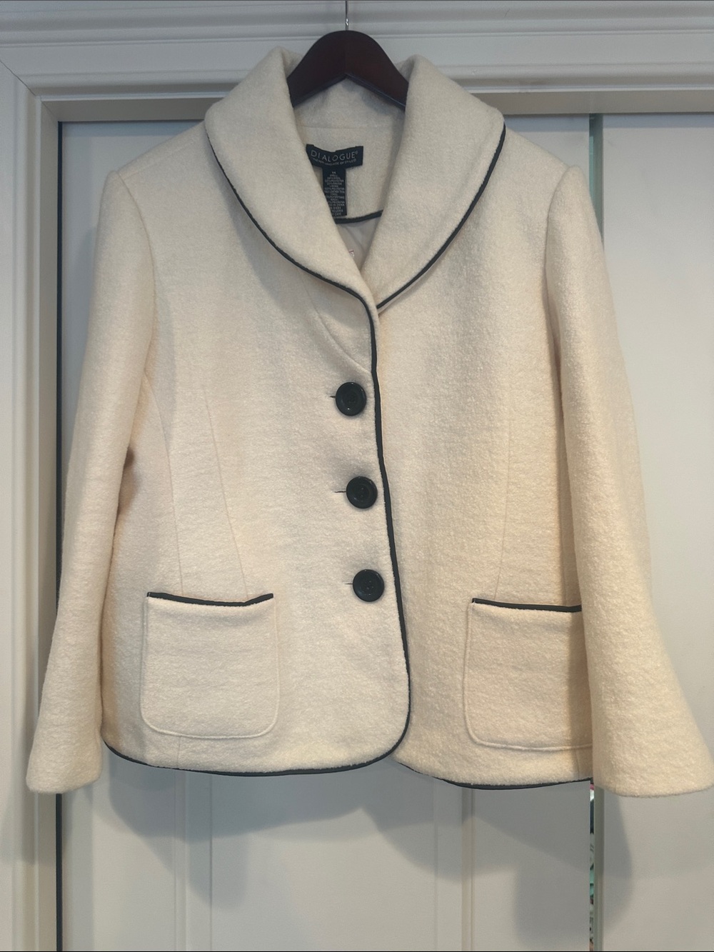Dialogue Cream Blazer with Black Piping